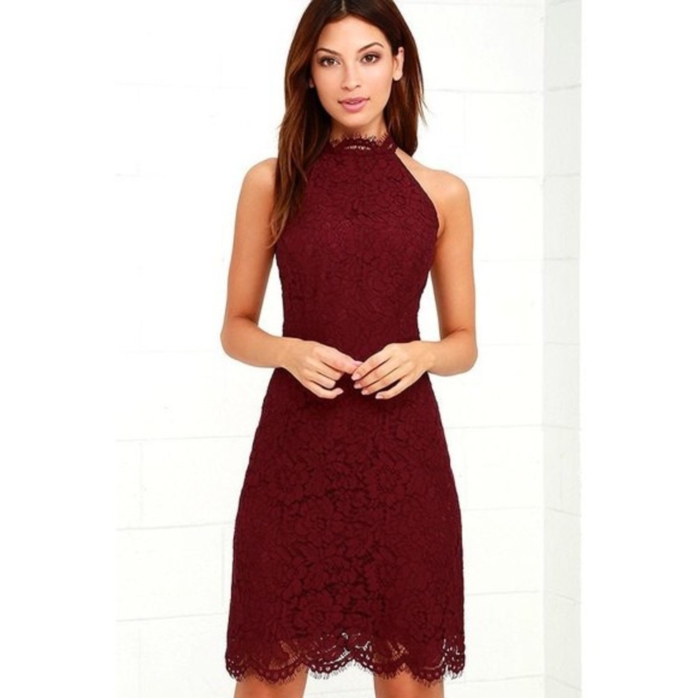 BB Dakota Burgundy Lace Midi Dress